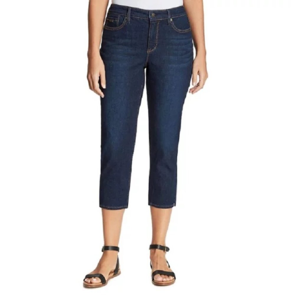 Nine West Chrystie Dark Blue Rinse Capri Jeans / Pedal Pushers Sz 4 NWT